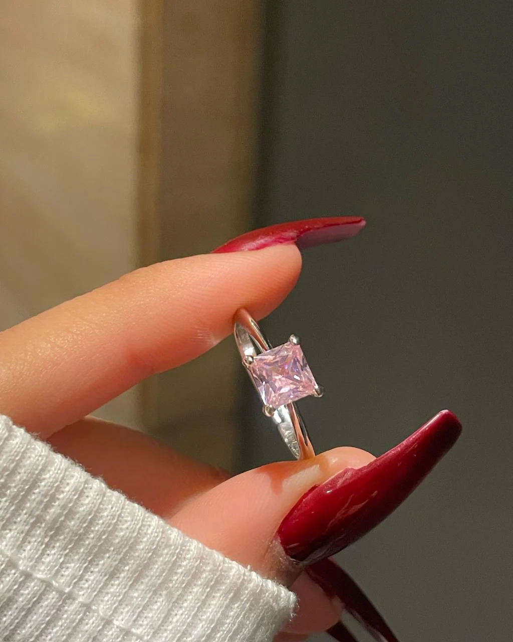 Minimal Solitaire Ring- pink - Image 2
