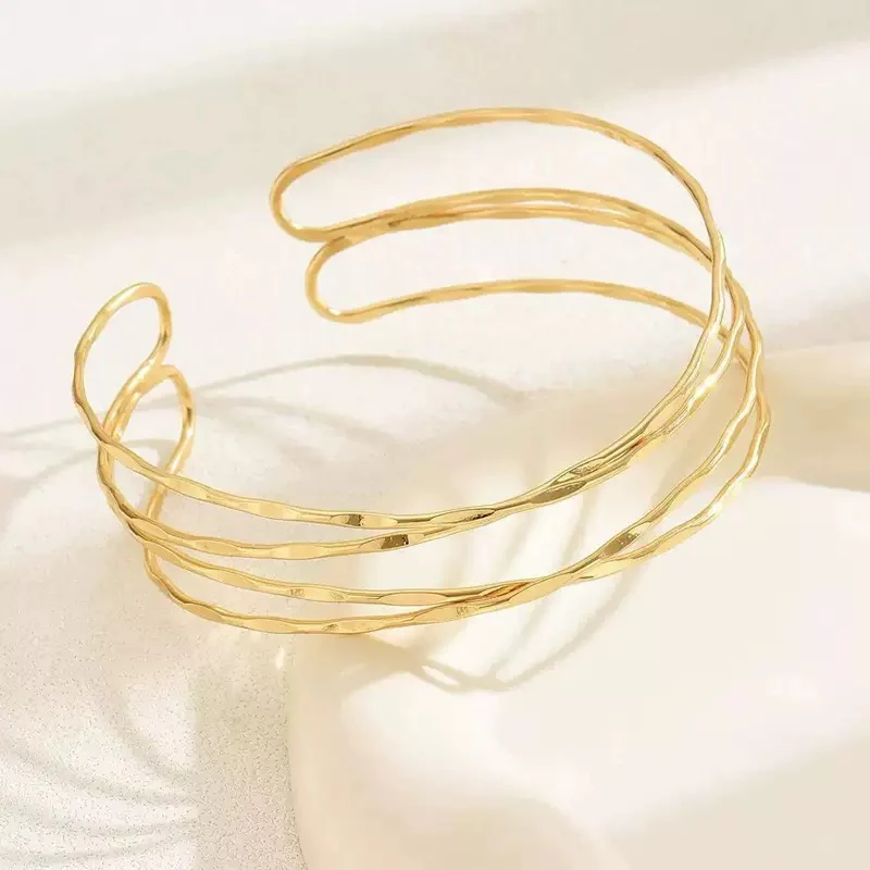 Minimal-Structured Gold Arm Cuff - Image 2