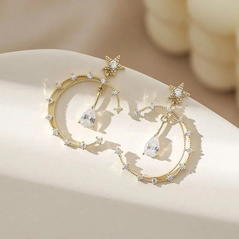 Moon star Drop Earrings - Image 2