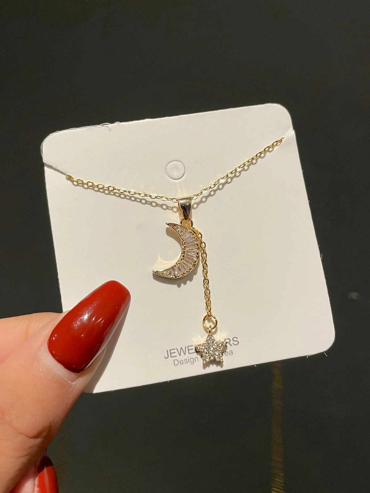 Moon Star Drop Necklace (stainless steel)
