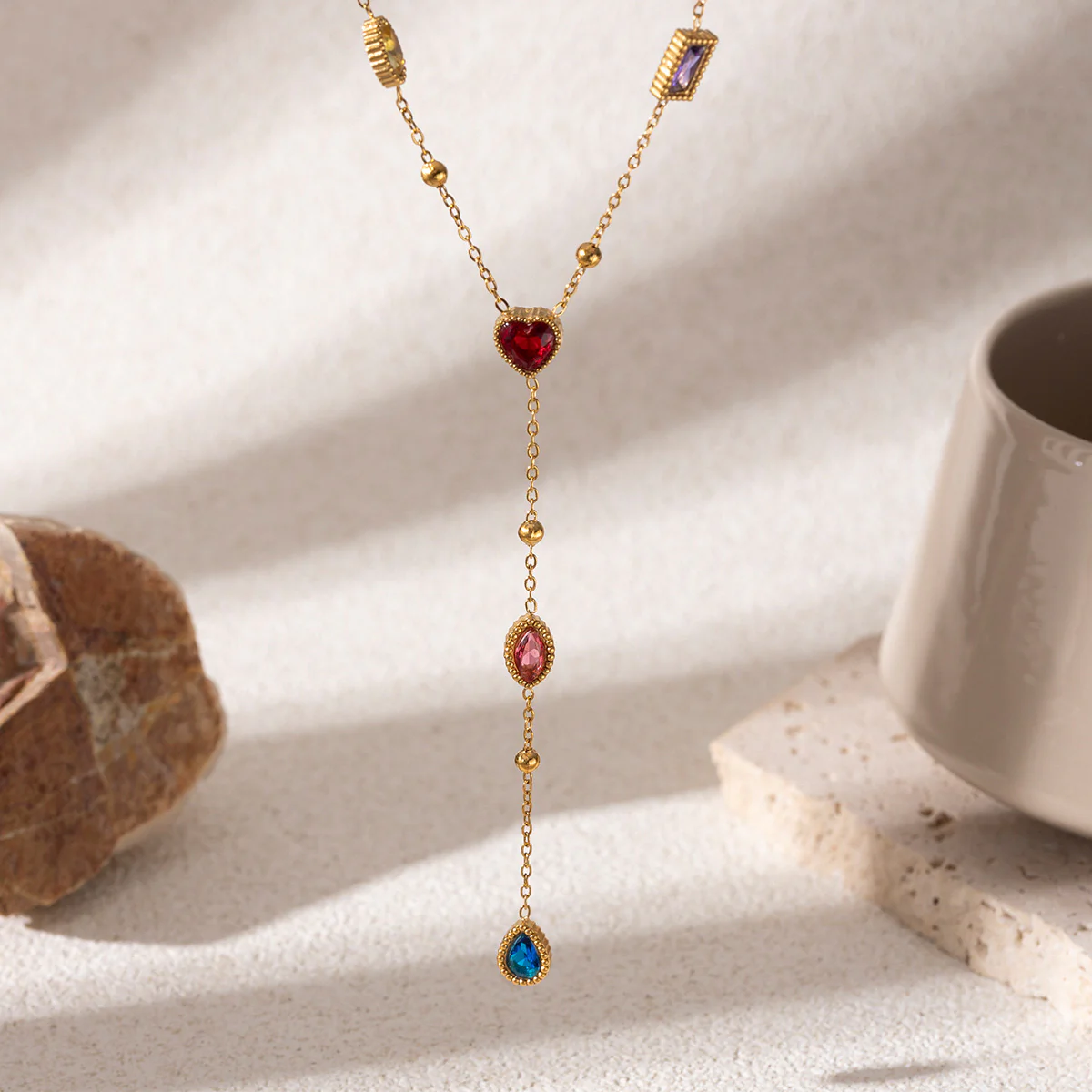 Multi-Tinted Classy Y-Necklace - Image 2