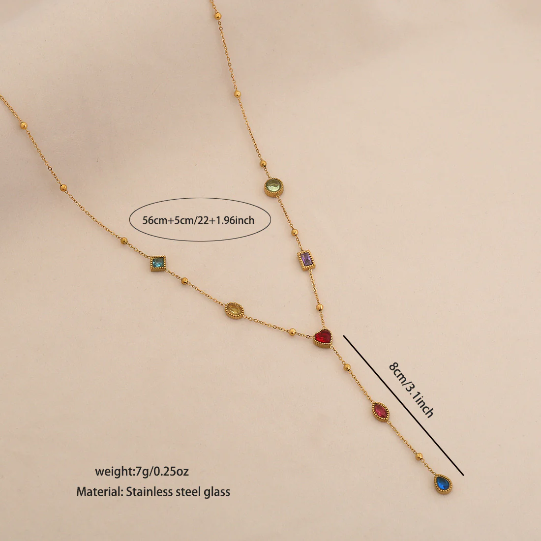 Multi-Tinted Classy Y-Necklace - Image 3