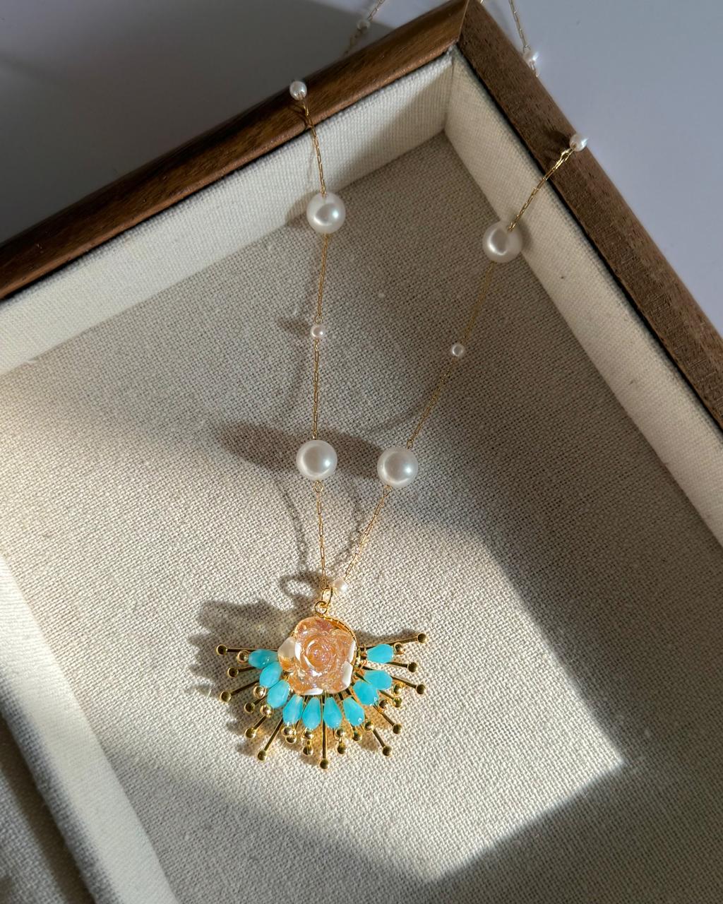 Nautical Turquoise Rose Necklace - Image 2