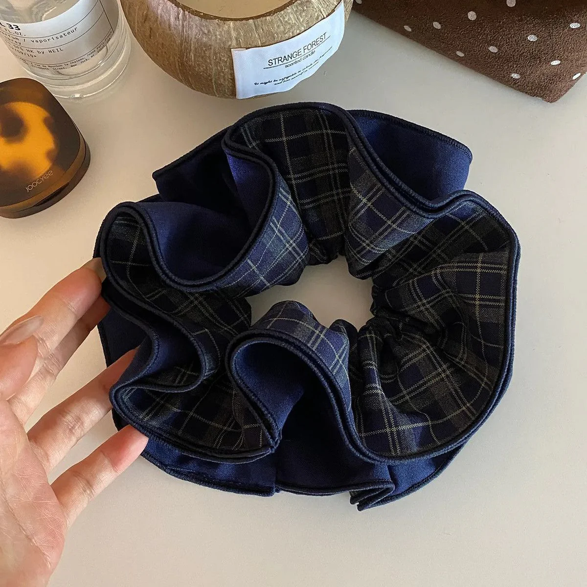 Navy-Darling Checkered Scrunchie - Image 2