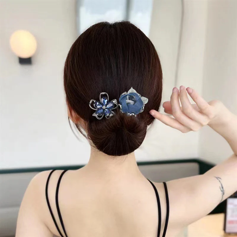 Navy Noise Flower Hair Tie - Image 2