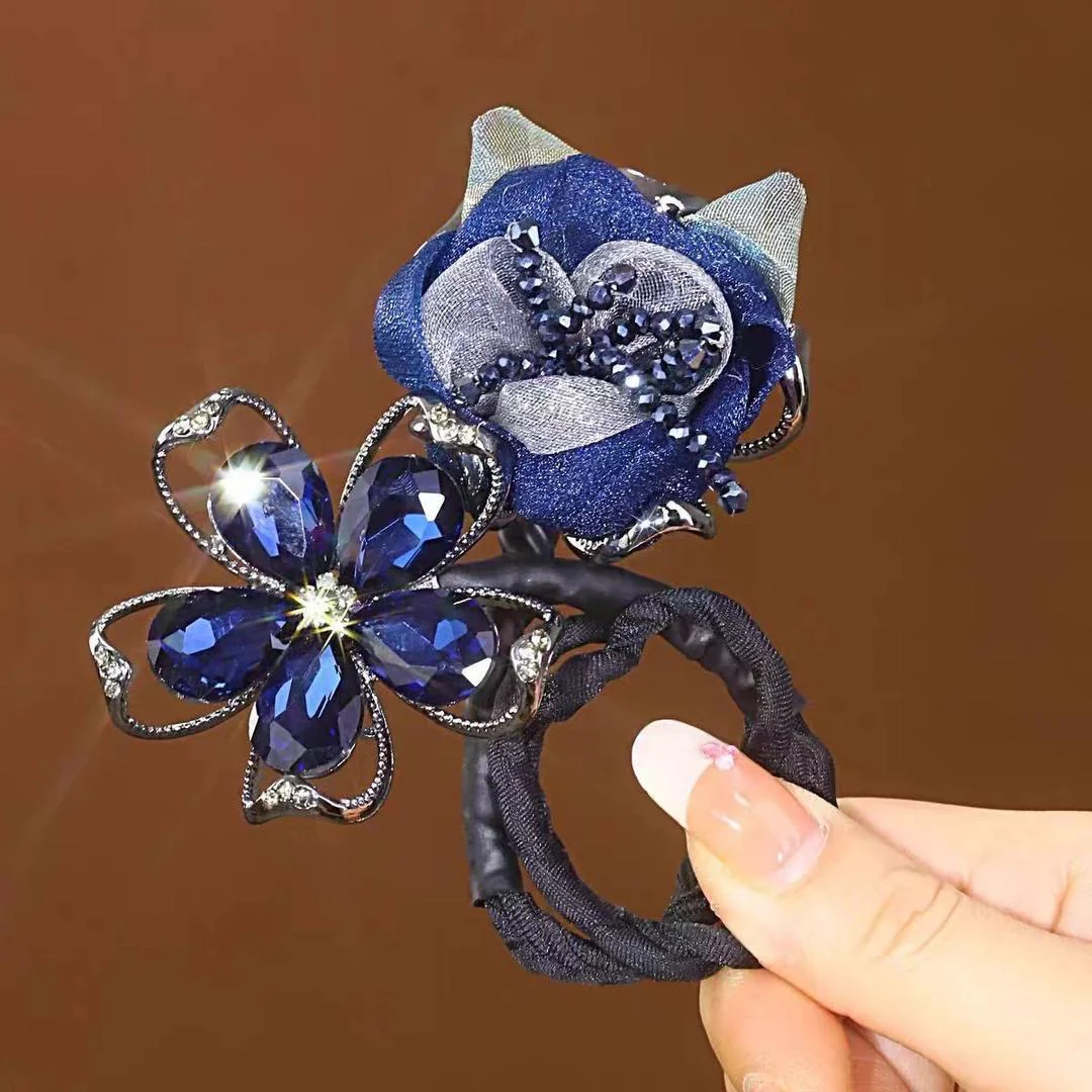 Navy Noise Flower Hair Tie - Image 3