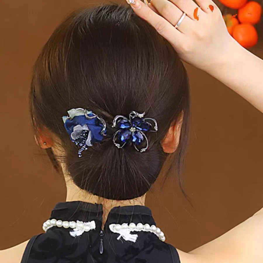 Navy Noise Flower Hair Tie - Image 4