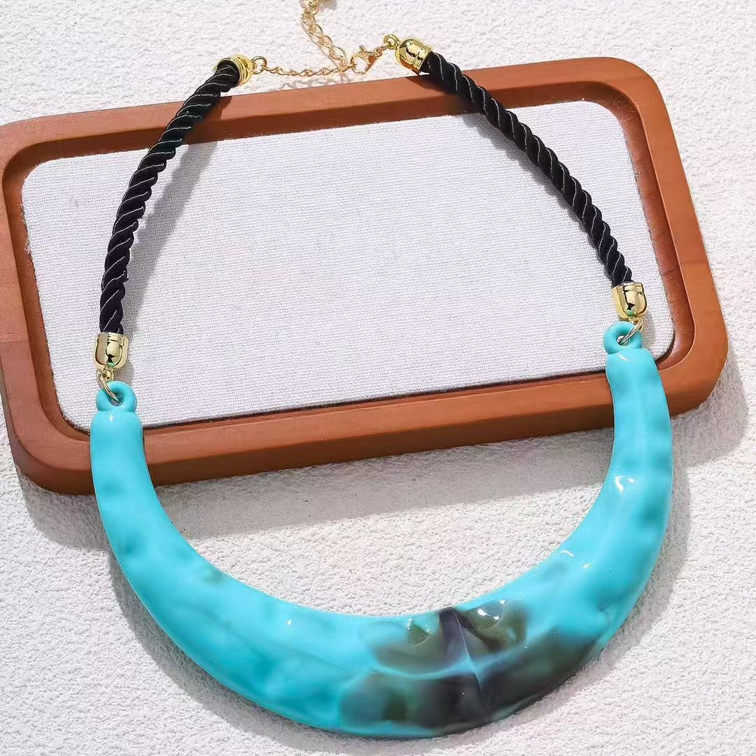 Opulent Turquoise Acrylic Necklace