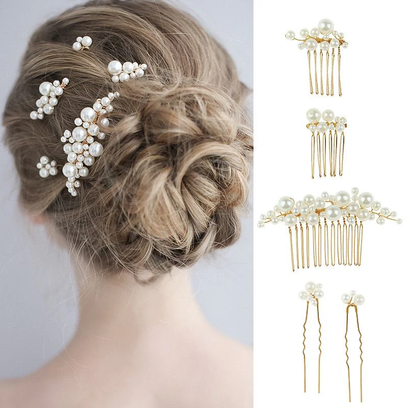 Pack of 5 Pearl Hair accessories - Image 5