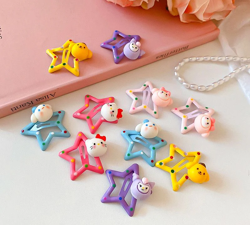Pack of 6 cute star Hairpins - Image 2