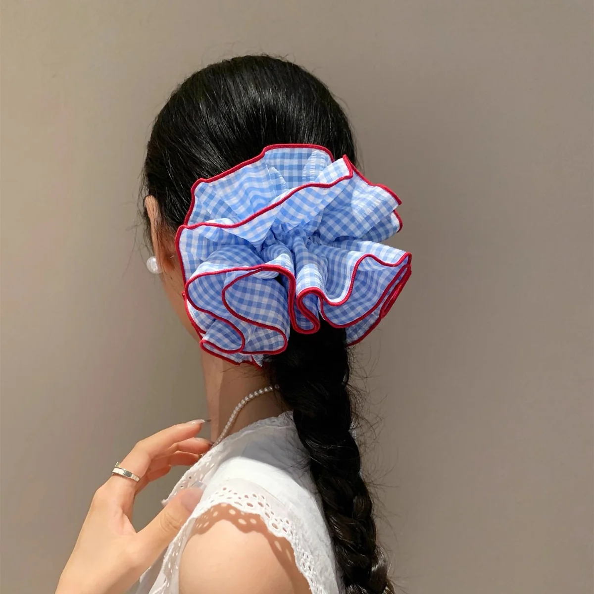 Pastel Gingham Scrunchie - Image 3