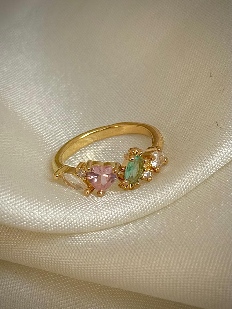 Pastel Glinted Heart Ring - Image 2