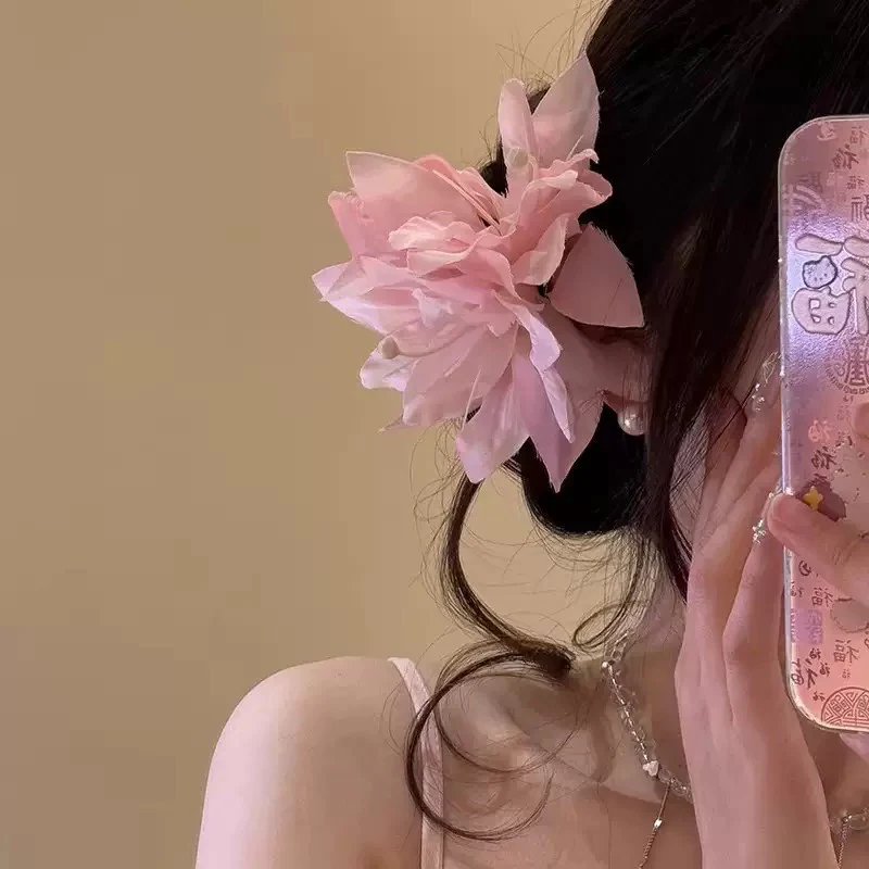 Pastel Pink Peony Hair Clip - Image 3