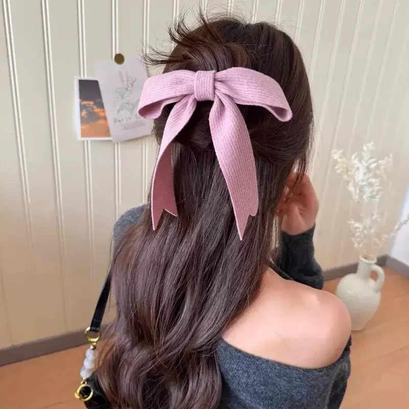 Pastel-snuggle Knitted Hair Bow - Image 5