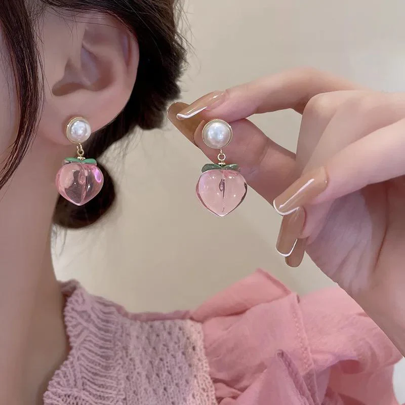 Peachy Love Pink Earrings - Image 4