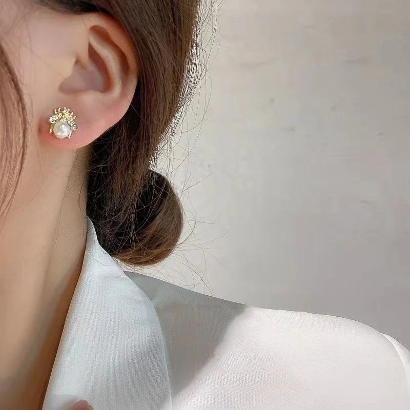 Pearl Hive Bee Earrings - Image 2