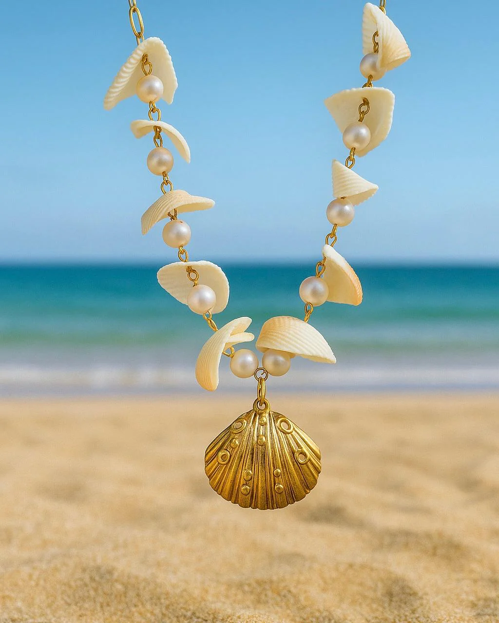 Pearls on Scallop Necklace
