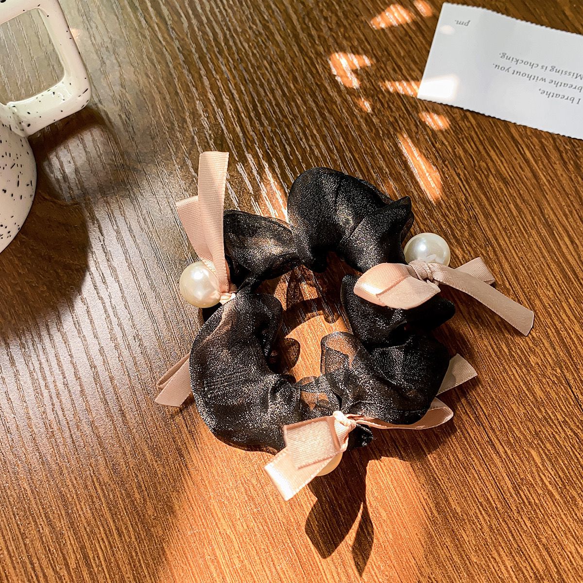 Pearly Bow Organza Scrunchies - Image 3