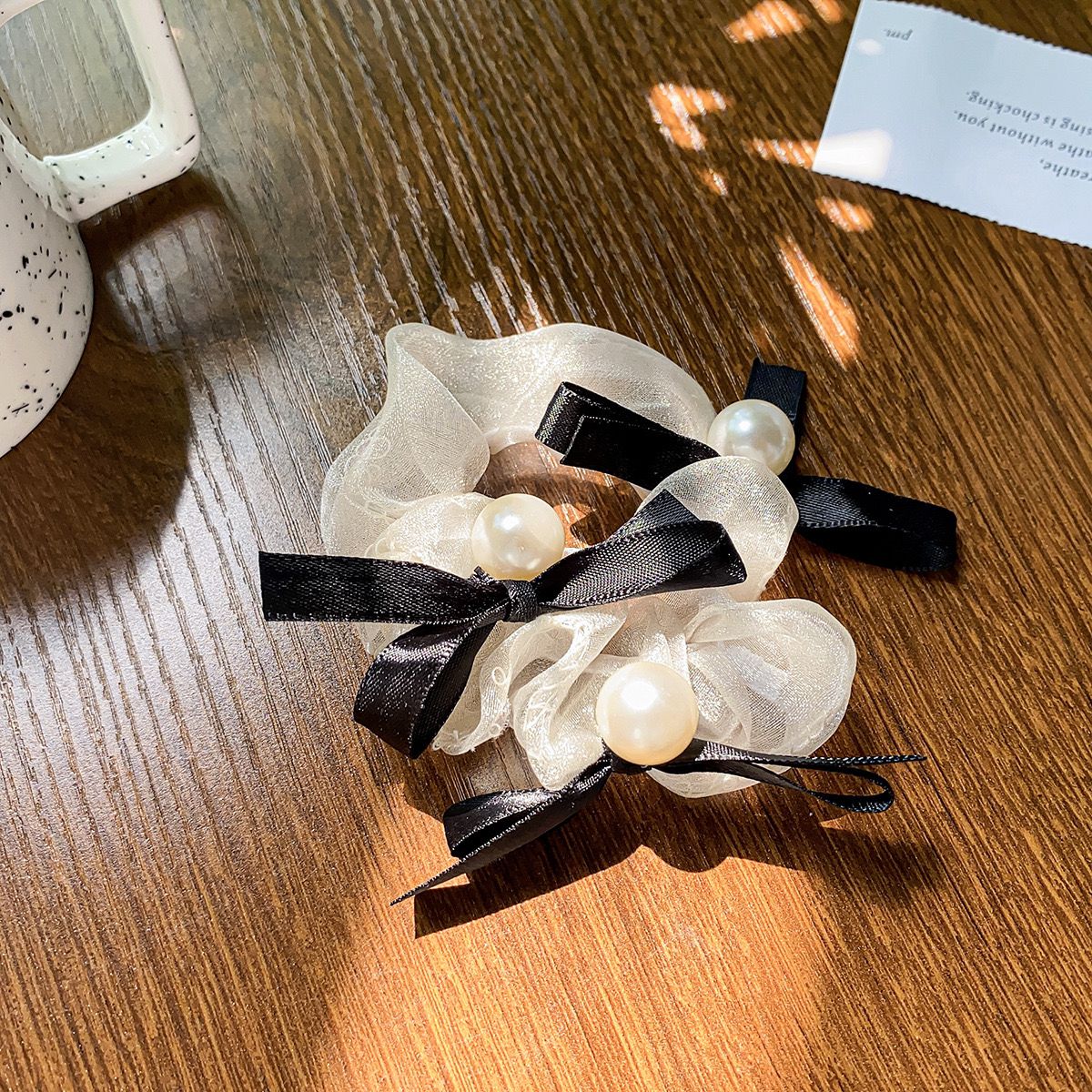 Pearly Bow Organza Scrunchies - Image 4