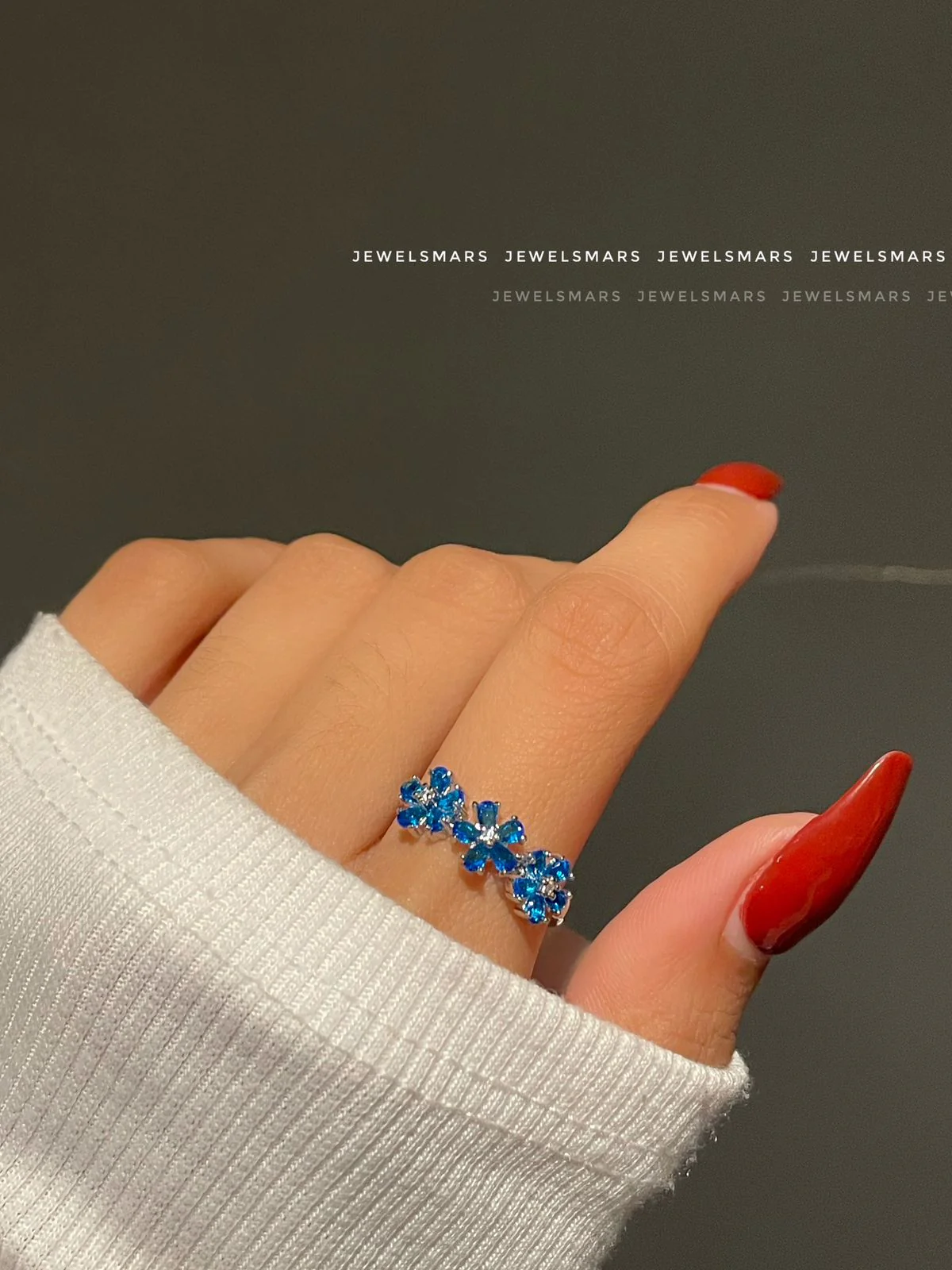 Periwinkle Flower Ring- blue