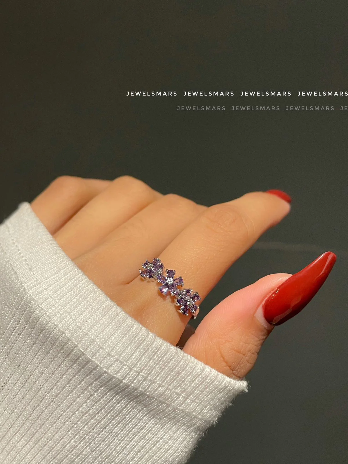 Periwinkle Flower Ring- purple - Image 3