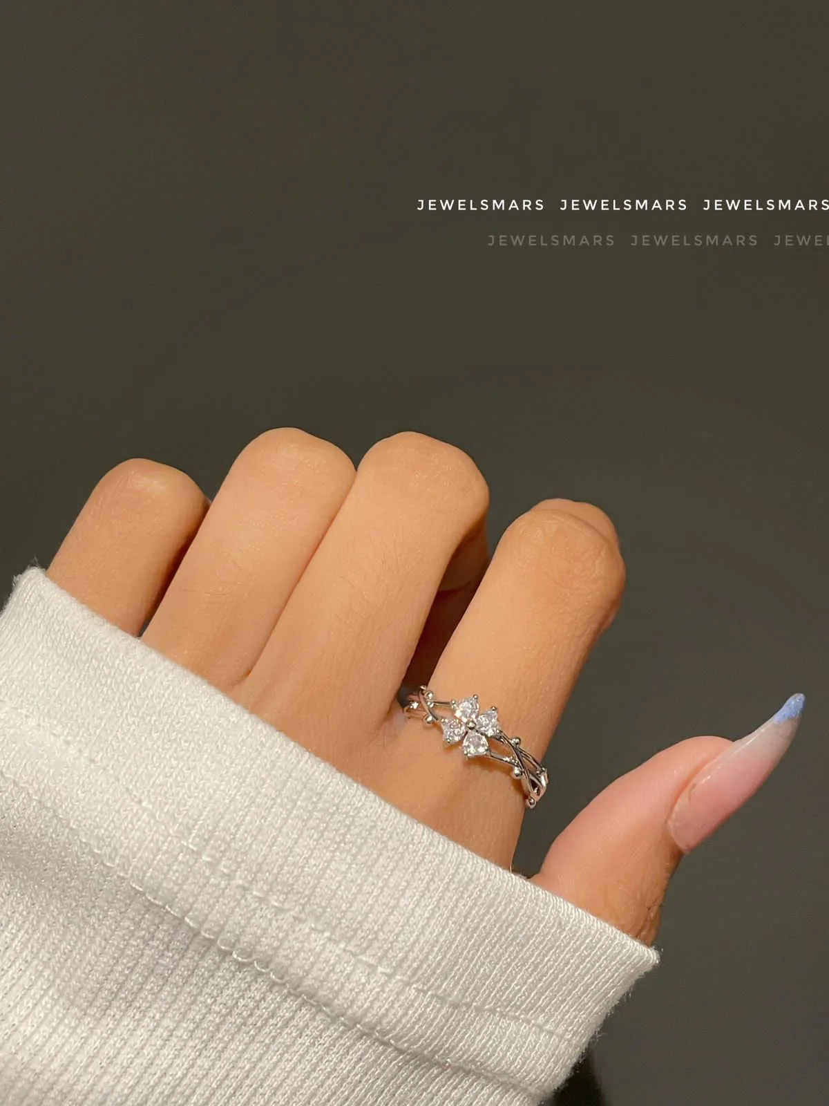 Periwinkle Flower Ring - white - Image 2