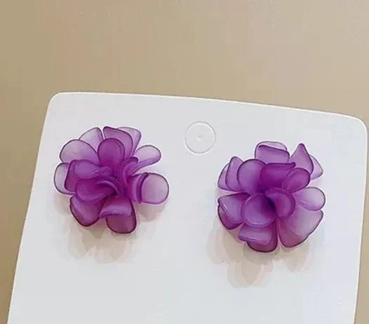 Petal Flower Earrings- purple - Image 2