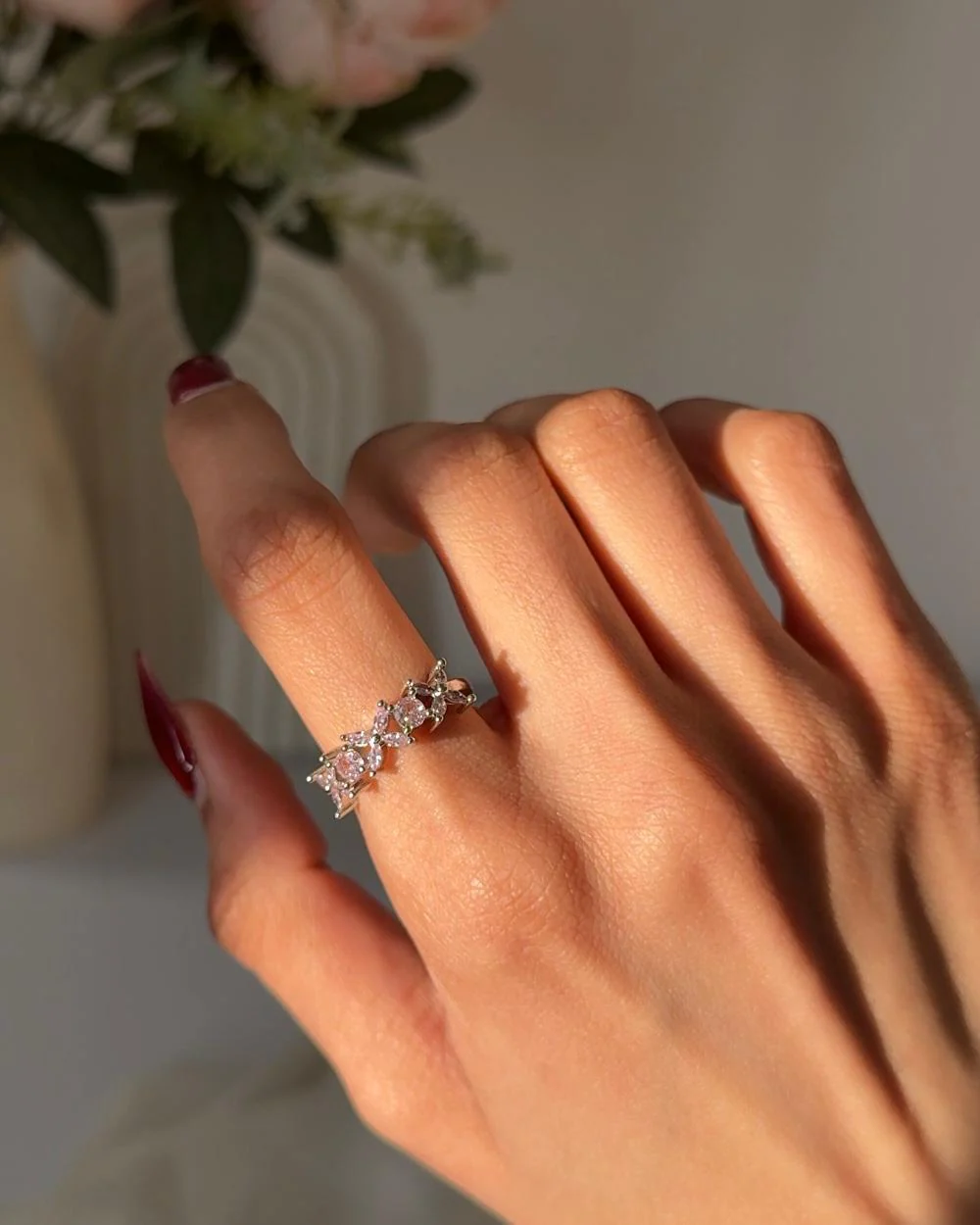 Pink dew Floral Ring