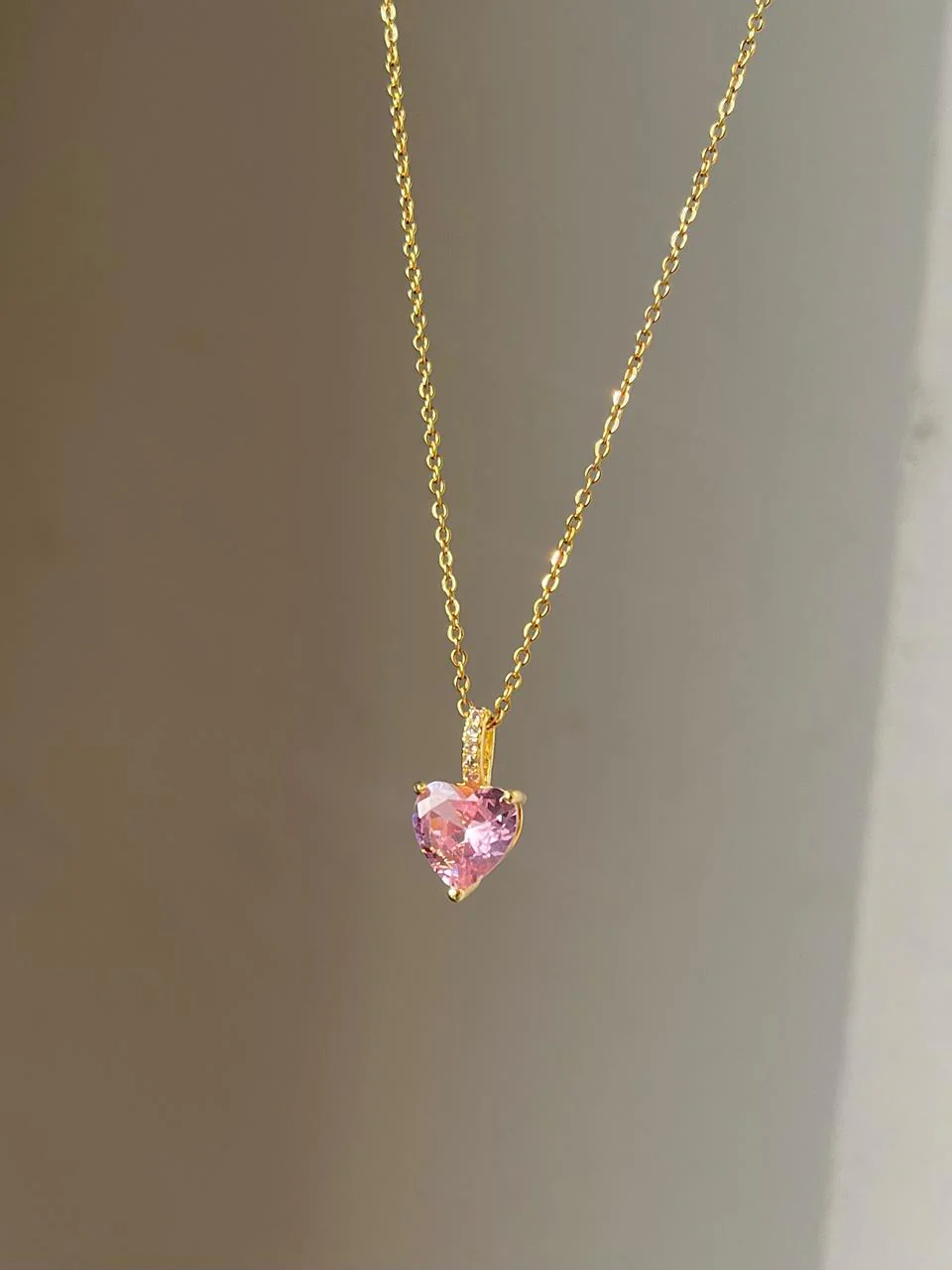Pink Heart Solitaire Necklace - Image 2