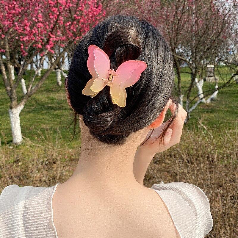 Pink Love Ombré Effect Butterfly Claw Clutcher