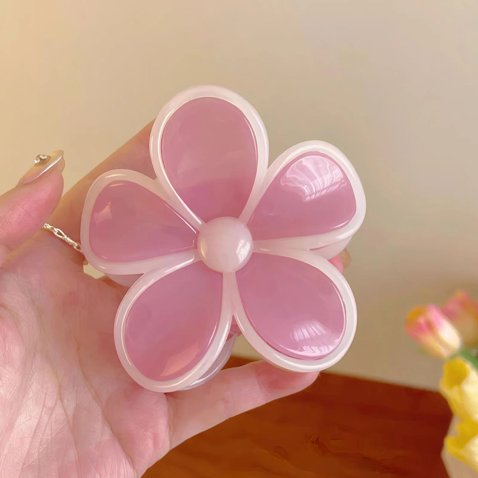 Pink o Clock Flower Claw Clip - Image 2