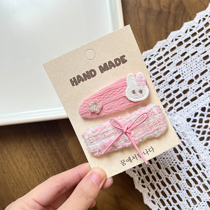 Pink Puff Kitty Hair Clips