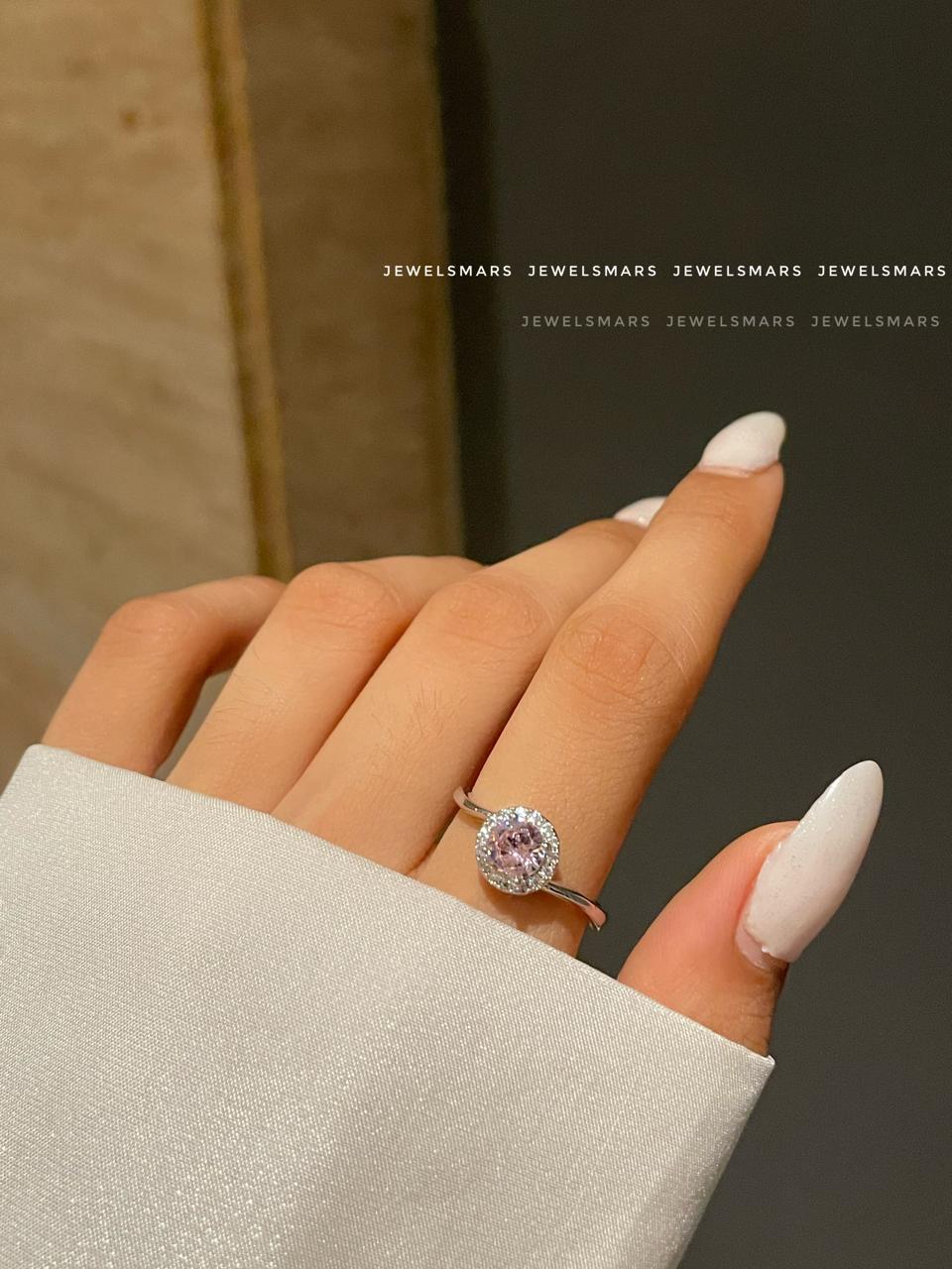 Pink Solitaire Ring