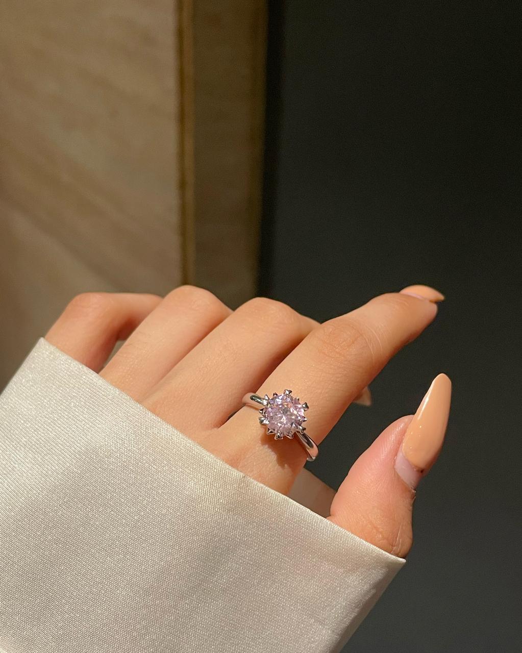 Pink Solitaire Ring - Image 3