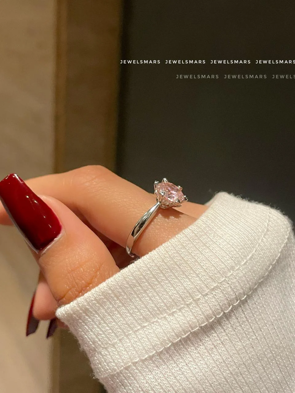 Pink Solitaire ring - Image 2