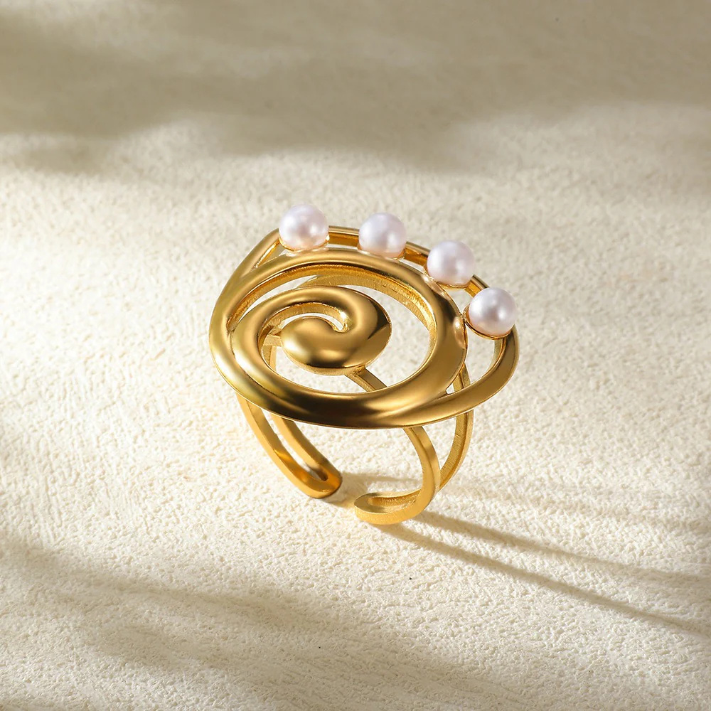Playfully Pearly Gold Ring - Image 2