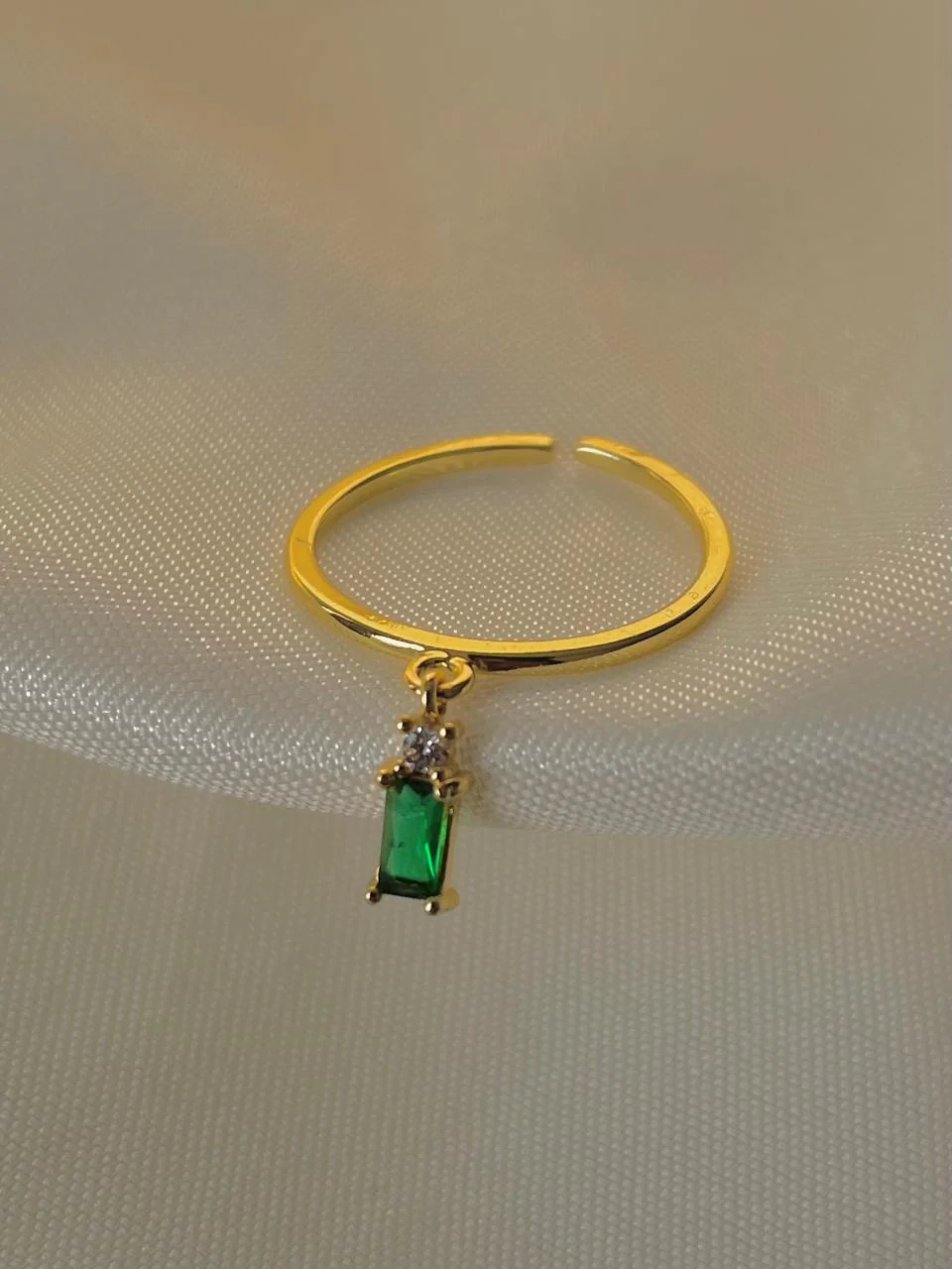 Precious Solitaire Drop Ring- green