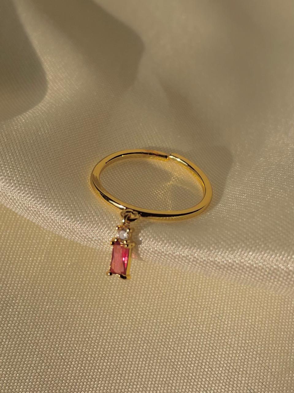 Precious Solitaire Drop Ring- ruby pink - Image 3