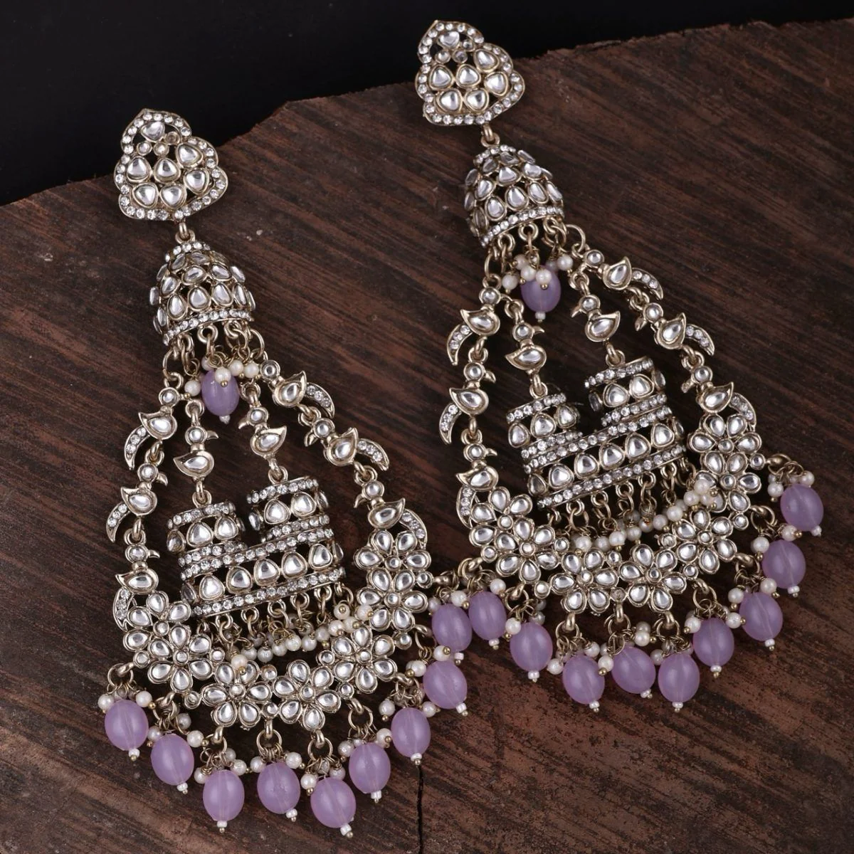 Preet Longest Earrings- lilac - Image 2