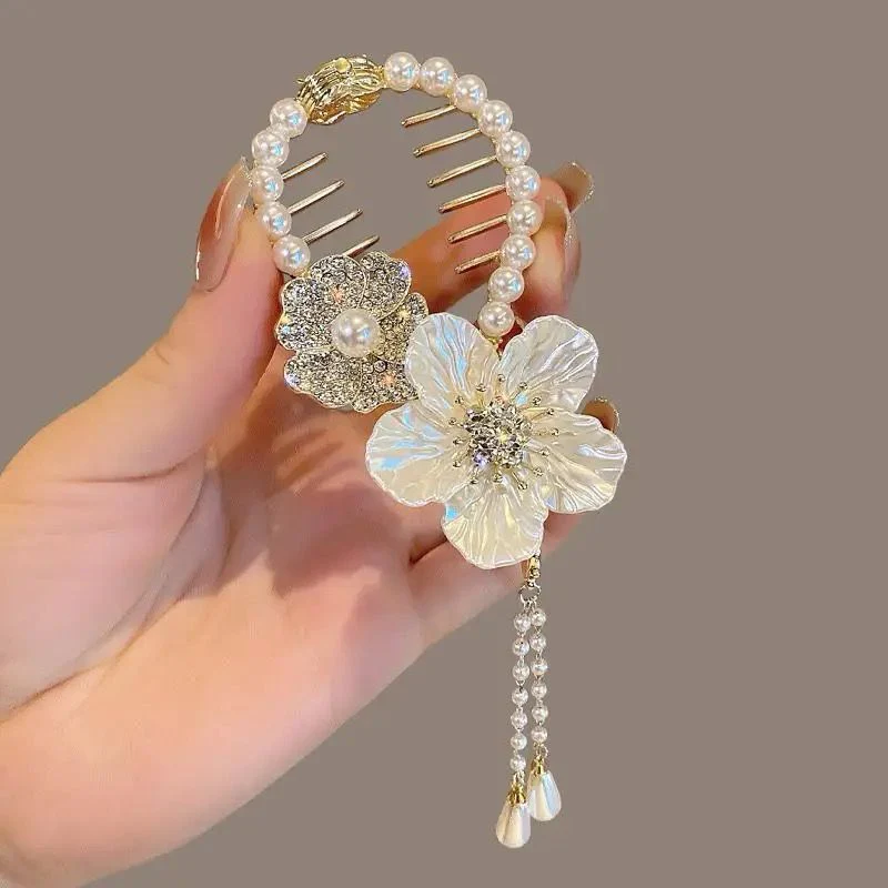 Premium Floral Tassel Bun Hairpin
