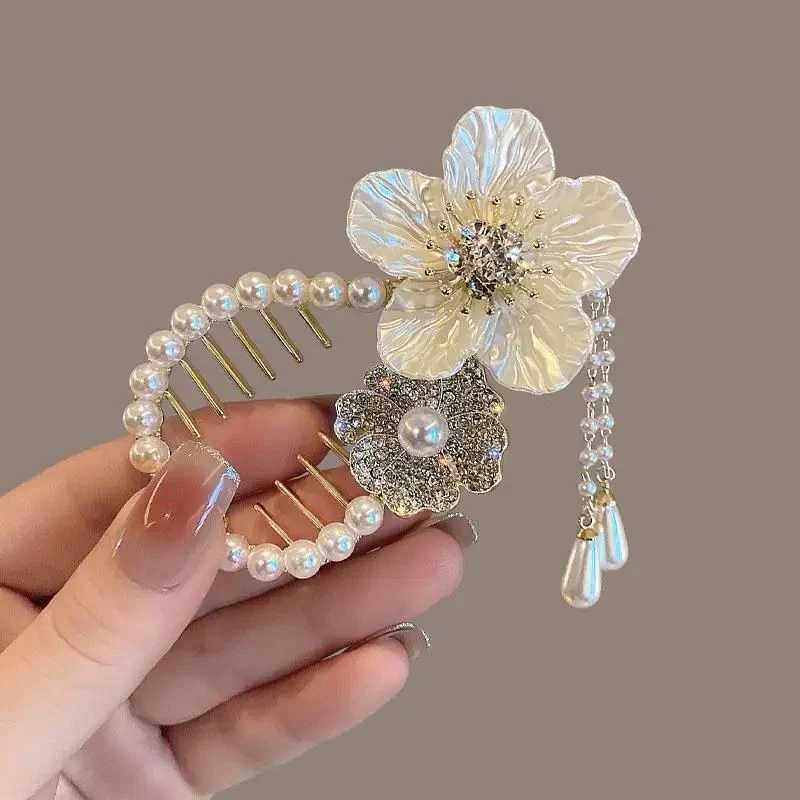 Premium Floral Tassel Bun Hairpin - Image 3