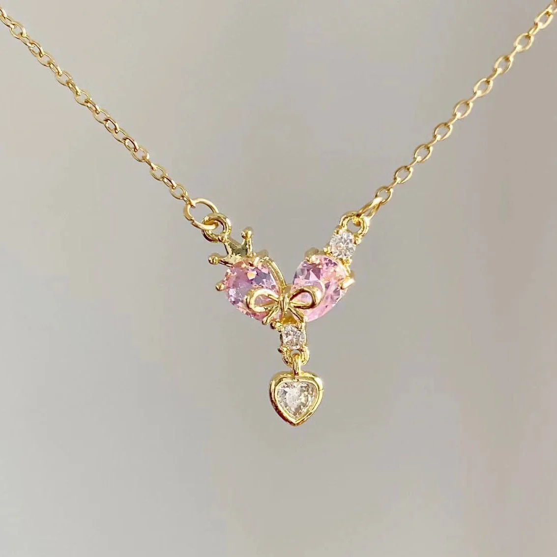 Princess Heart Bow Necklace