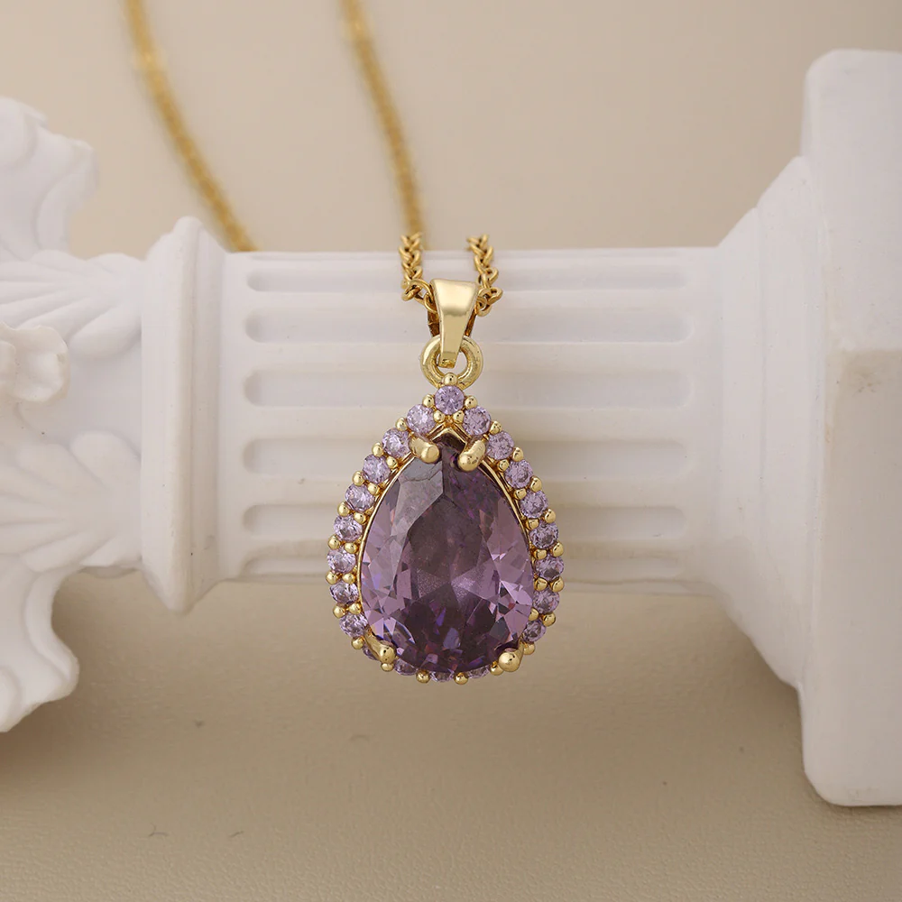 Purple Nebula Drop Necklace