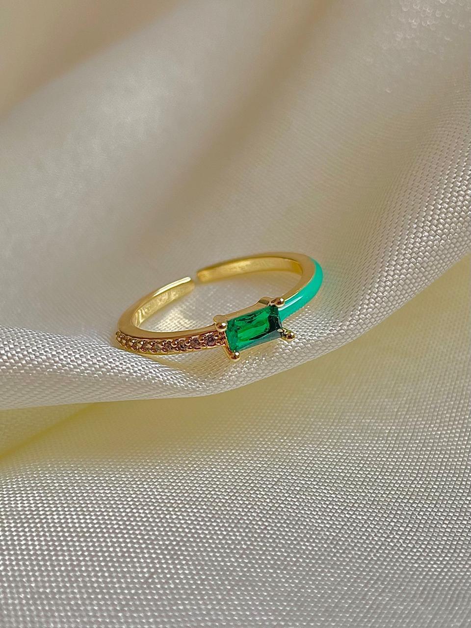 Rectangular Cut Ring- green - Image 2