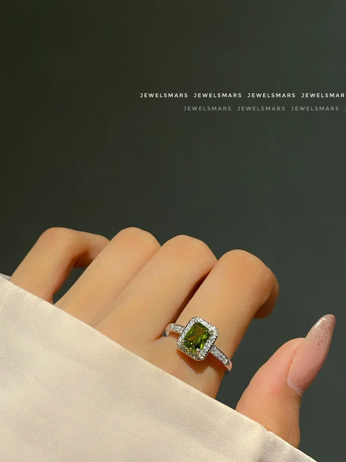 Rectangular Cut Ring - olive green - Image 2