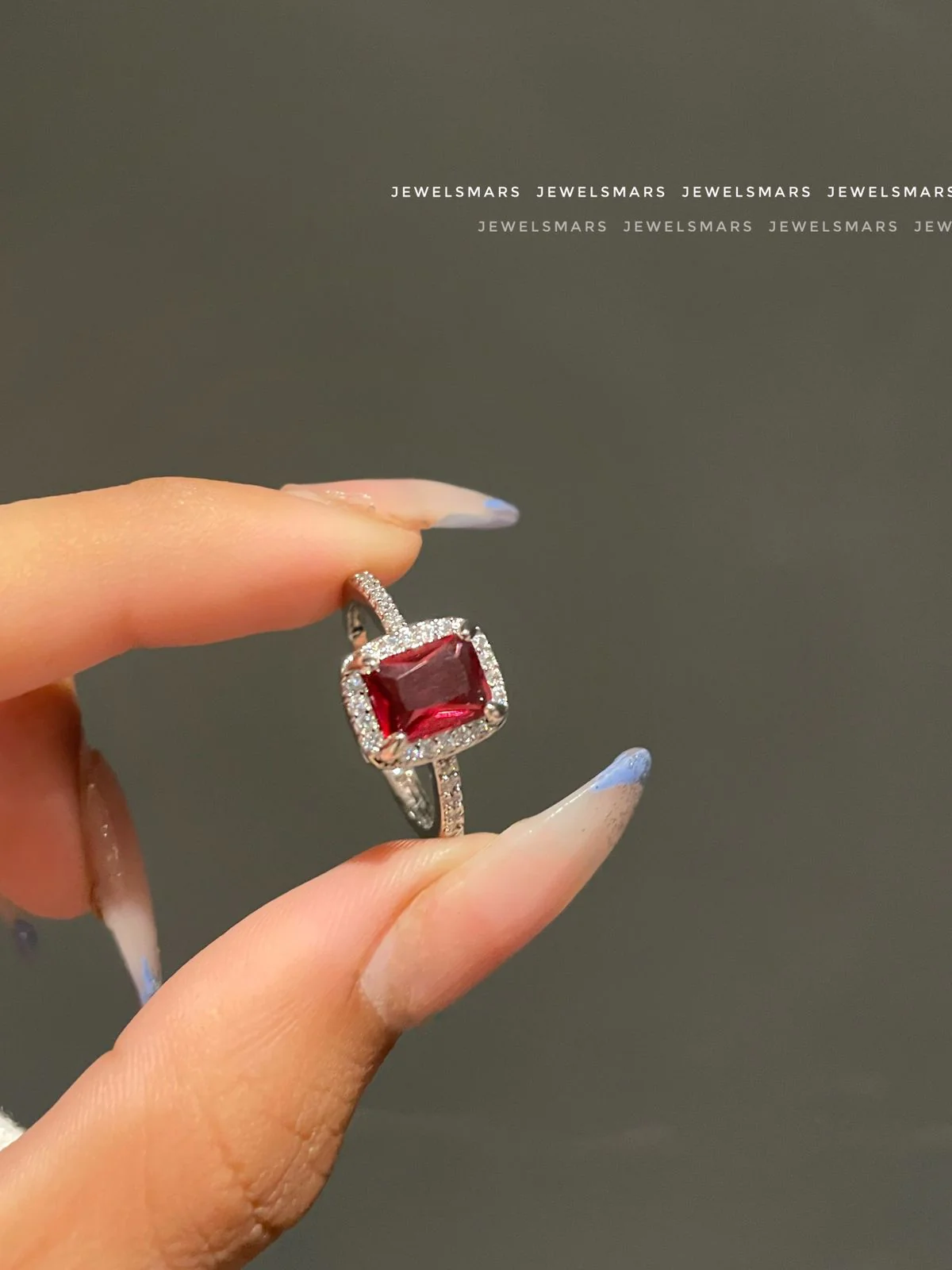 Rectangular Cut Ring - Ruby Red