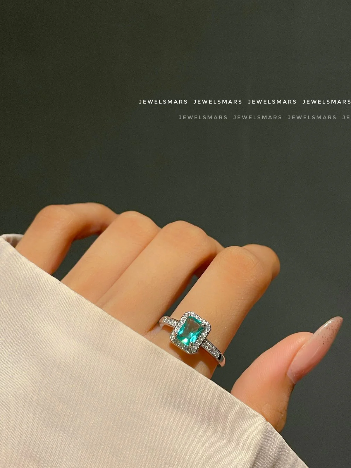 Rectangular cut Ring - sea green - Image 2