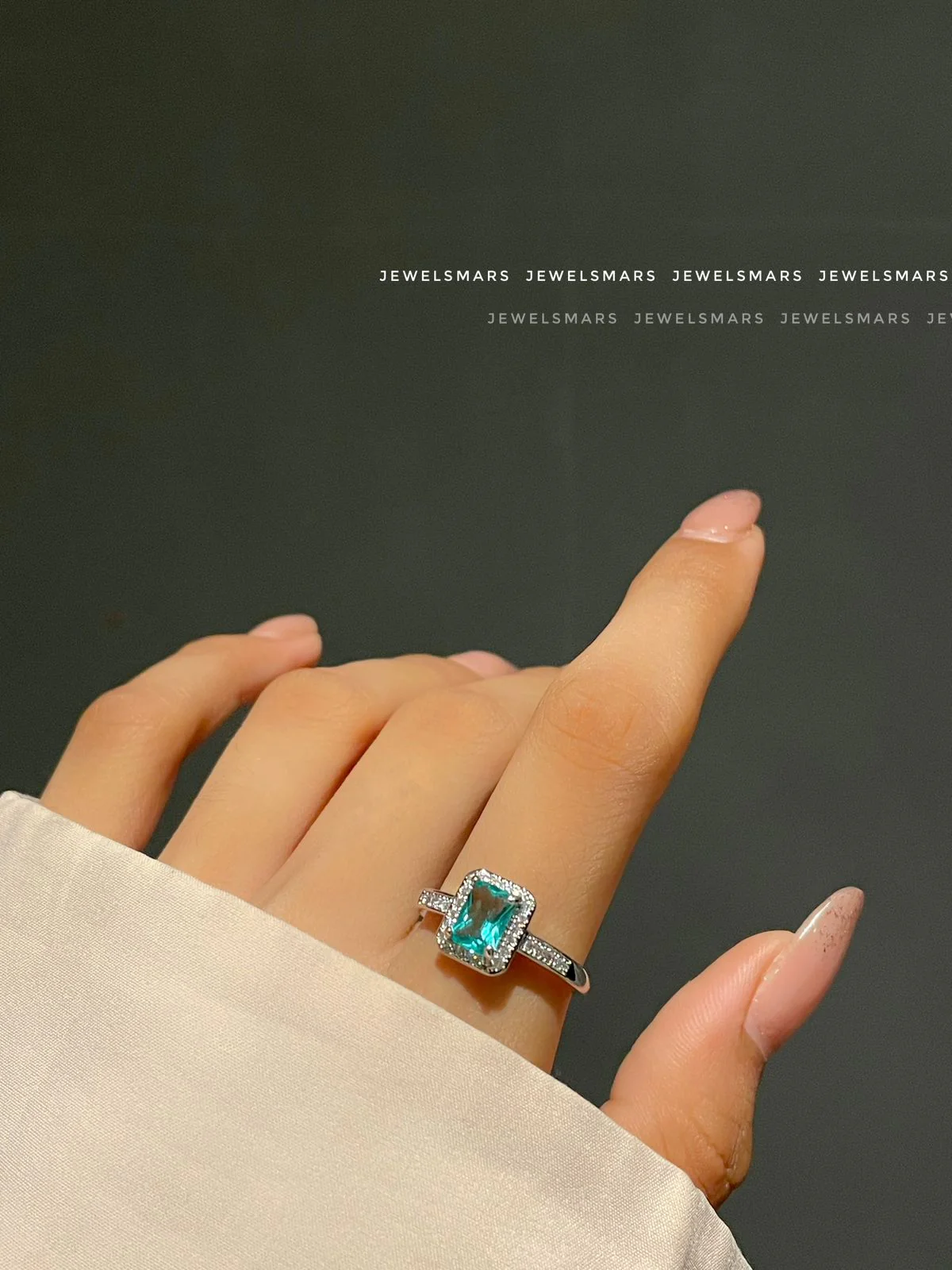 Rectangular cut Ring - sea green - Image 3