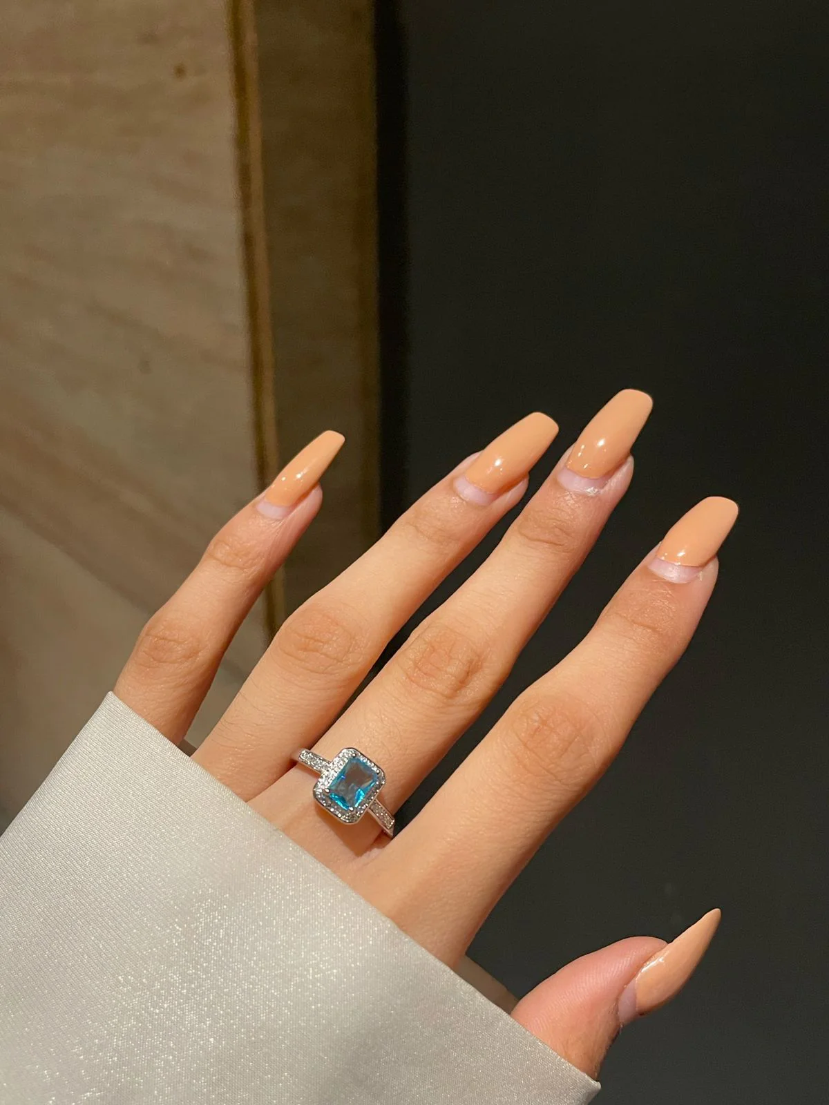 Rectangular cut Ring- teal blue - Image 2
