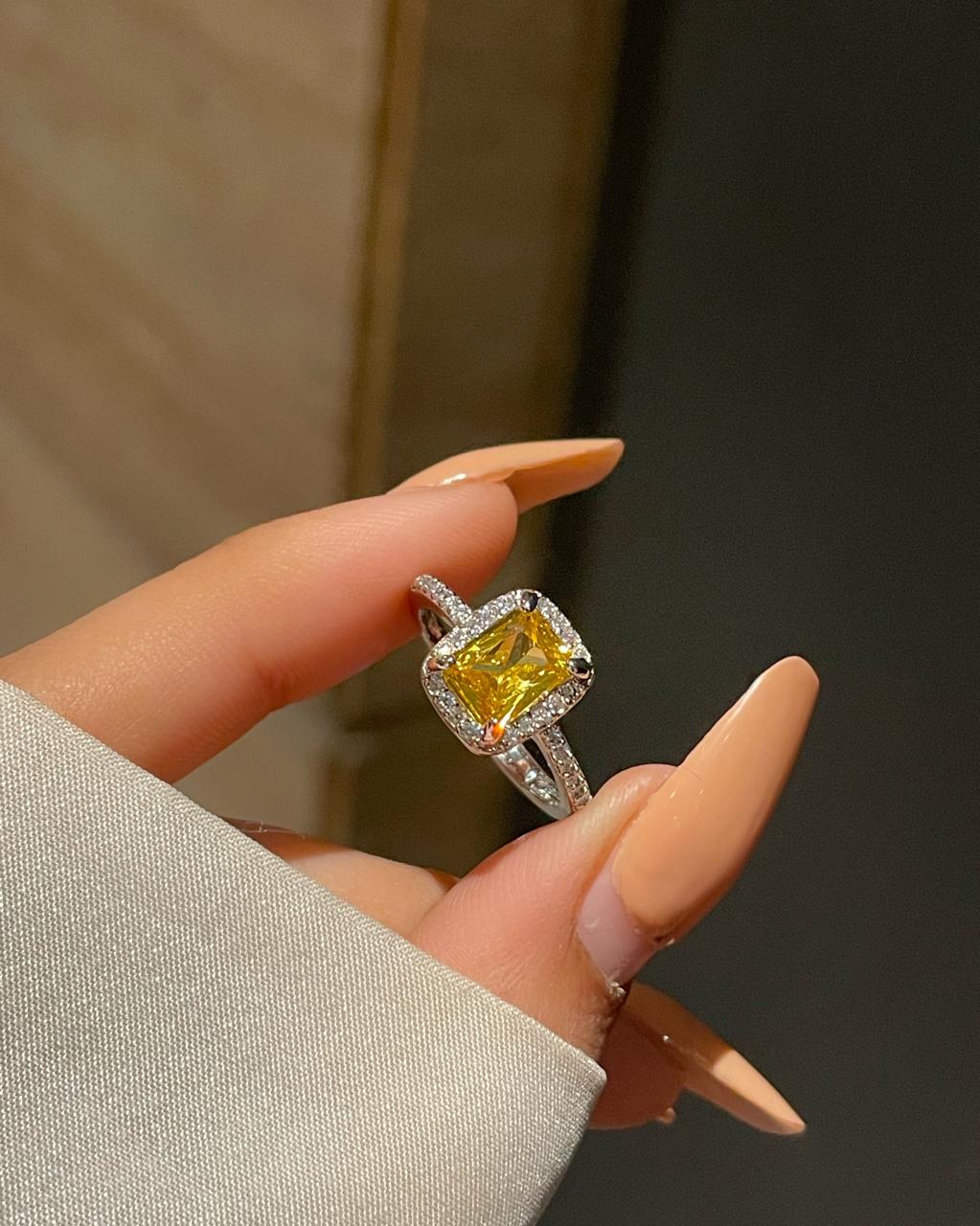 Rectangular Cut Ring- yellow